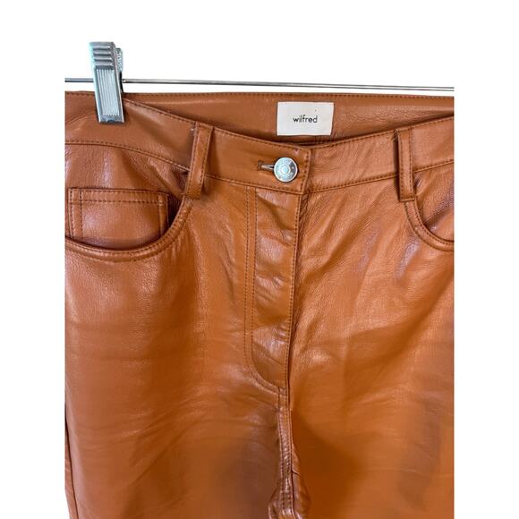 ARITZIA WILFRED The Melina™ Pant High-waisted Vegan Leather Camel Brown Size 6 - Picture 4 of 9